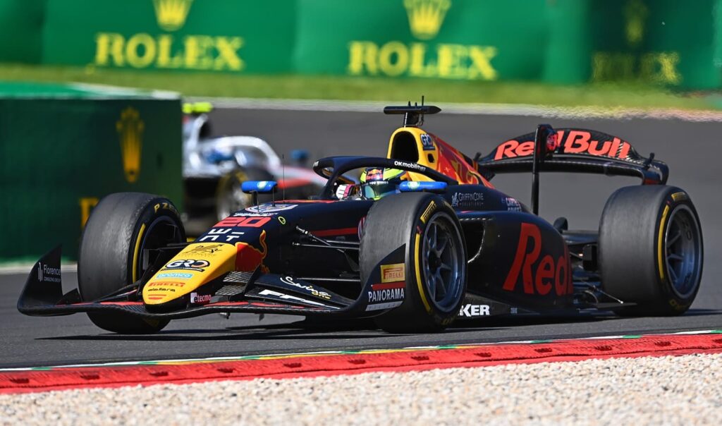 Isack Hadjar during the F2 race at Spa
