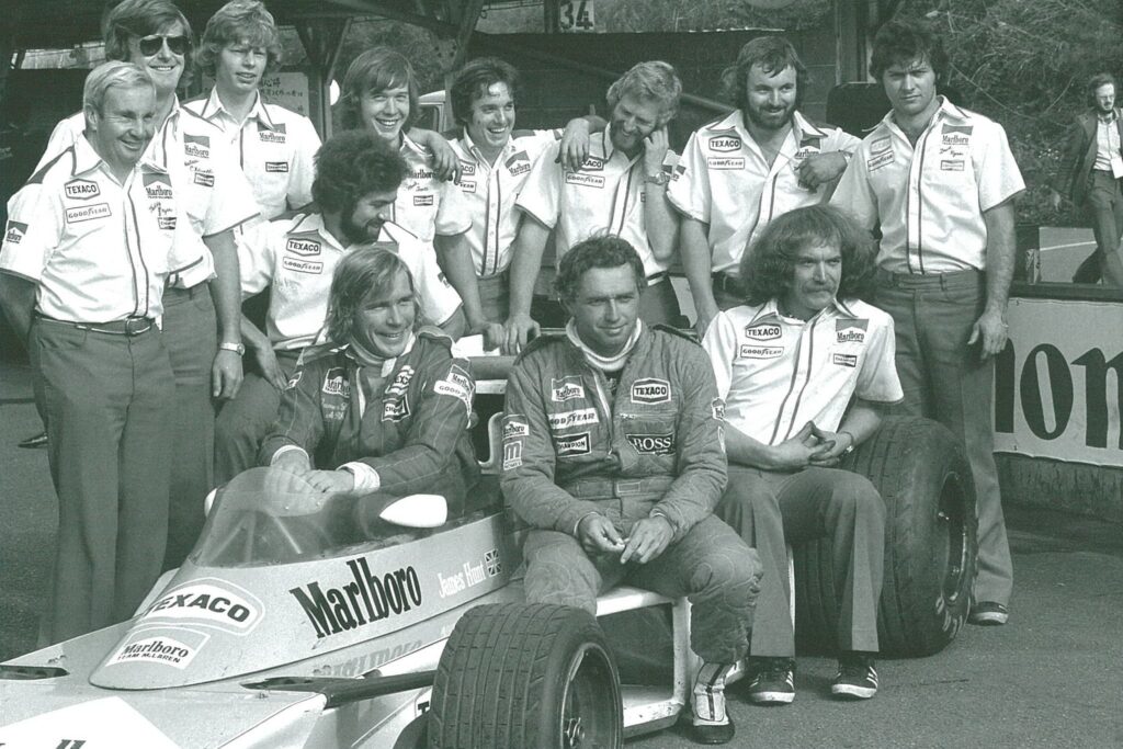 Hunt's third place at the 1976 Japanese Grand Prix gave a jubilant McLaren team the 1976 World Driver's Championship